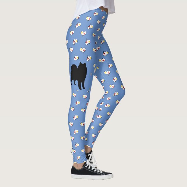 Samoyed Silhouette Hearts Leggings (Höger)