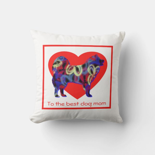 Samoyed Silhouette Hund Heart Mor Day Cushion Kudde (Framsida)