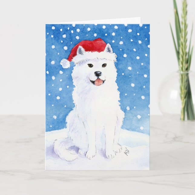 Samoyed snö hund-kort helgkort (Framsida)
