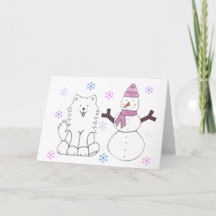 Samoyed & Snögubbe Helgkort