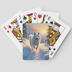 Samoyed Snöig Bergs Äventyr Jul Casinokort