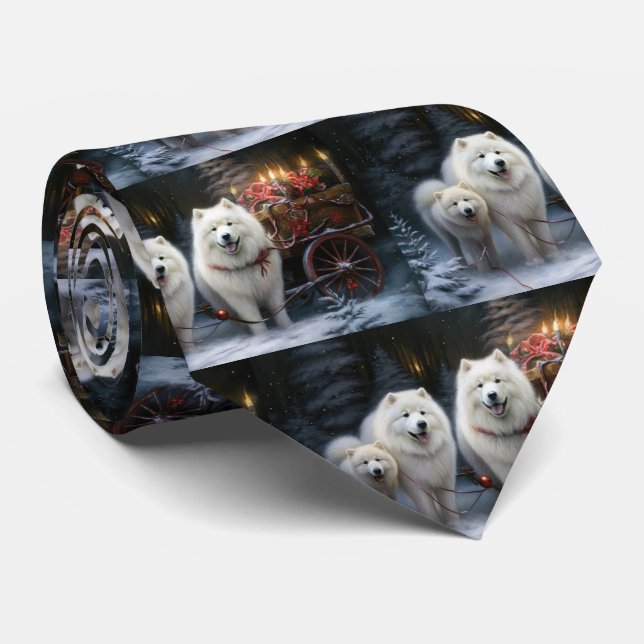 Samoyed Snöig släde juldekoration Slips (Rullad)