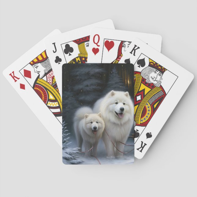 Samoyed Snowy Sleigh-juldekan Casinokort (Baksidan)