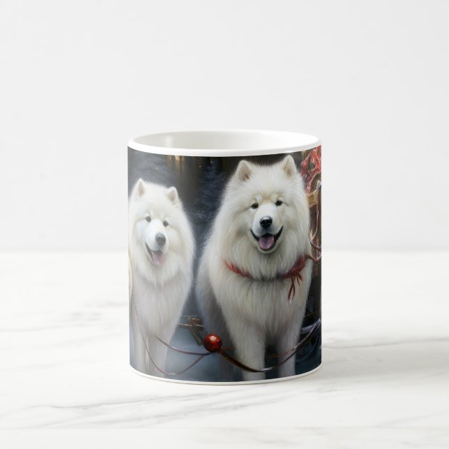 Samoyed Snowy Sleigh-juldekan Kaffemugg (Center)