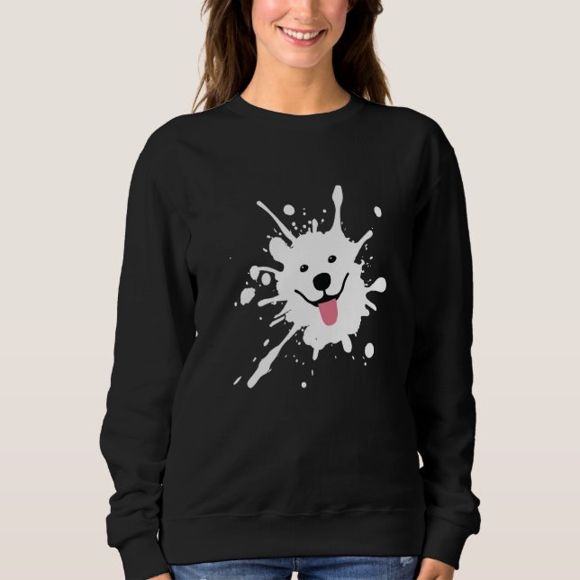 Samoyed Splatter Happy Puppy Dog Face   T Shirt (Framsida)