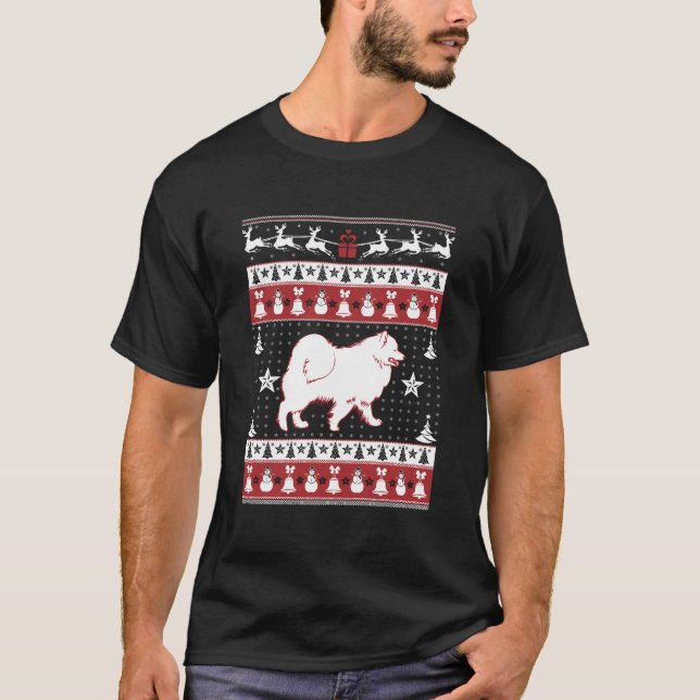 Samoyed Ugly jul Sweater Julafton T-Shirt Samoye (Framsida)