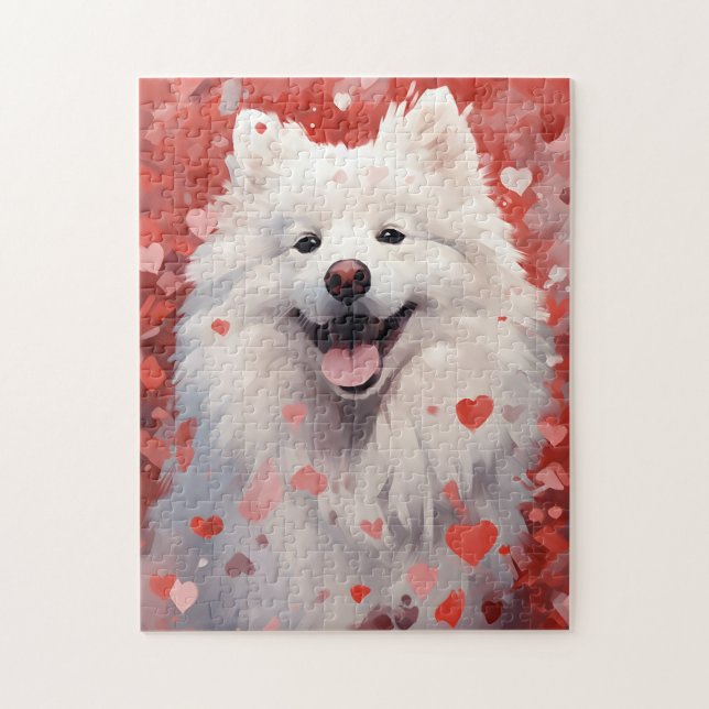 Samoyed Valentines day Pussel (Vertikal)