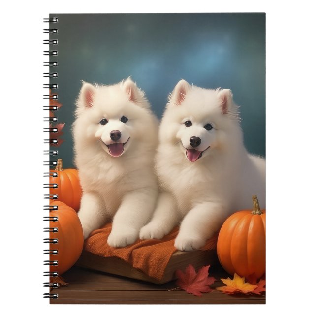 Samoyed Valp Höstglädje Pumpa  Anteckningsbok (Framsidan)