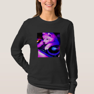 Samoyed Vaporwave DJ Hund Estetiska Kvinnor Pojka T Shirt