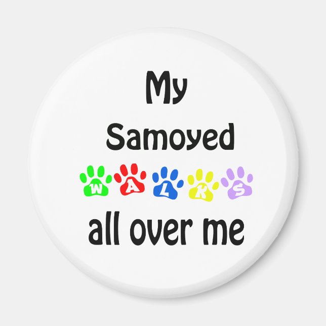 Samoyed Walks Design Magnet (Framsidan)
