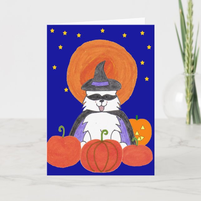 SamoyedHalloween måne Kort (Framsida)
