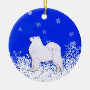 Samoyedjulprydnad Julgransprydnad Keramik