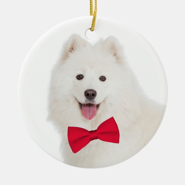 Samoyedjulprydnad Julgransprydnad Keramik (Framsidan)