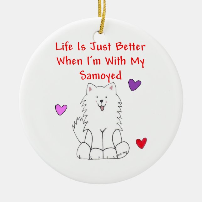 Samoyedliv är den precis bättre prydnaden julgransprydnad keramik (Framsidan)