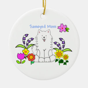 Samoyedmammaprydnad Julgransprydnad Keramik
