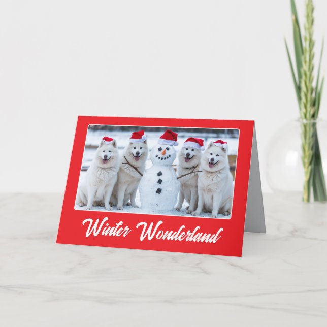 Samoyeds och Snögubbe Kort (Framsida)