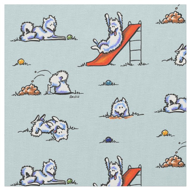 Samoyeds Touch of Teal Tyg (Närbild)