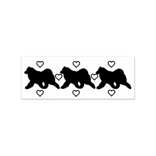 SamoyedSilhouette&Hearts frimärke; Den sålda dyn Stämpel