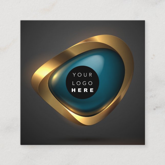 Samråd med Guld Teal Grått Abstrakt Logotyp Modern Fyrkantigt Visitkort (Framsida)