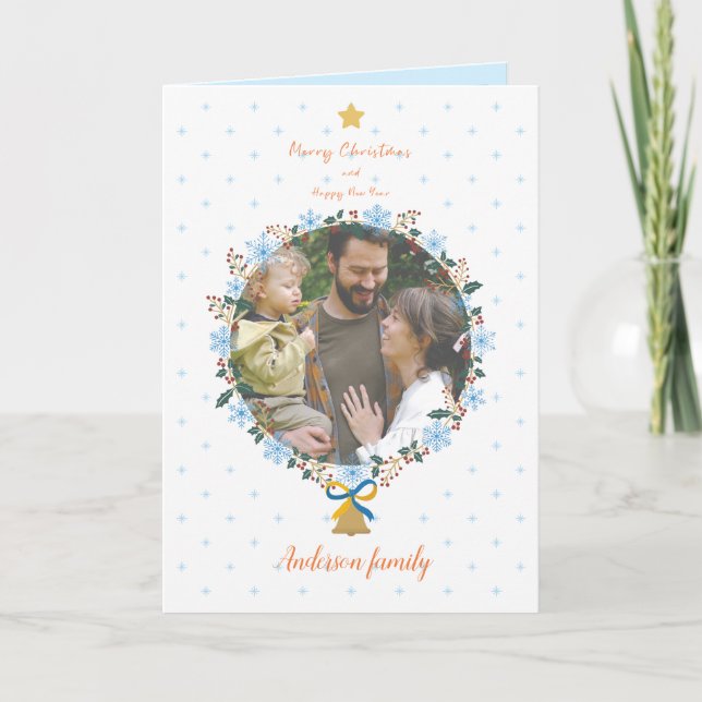 Sämre Blommigt jul och nyårsafton - Helgdag Tack Kort (Framsida)