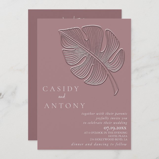 Sämre, lätt präglat tropiskt löv i ett och samma inbjudningar (Fram/baksida)