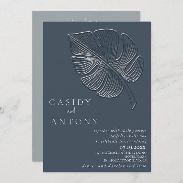 Sämre, lätt präglat tropiskt löv i ett och samma inbjudningar (Fram/baksida)