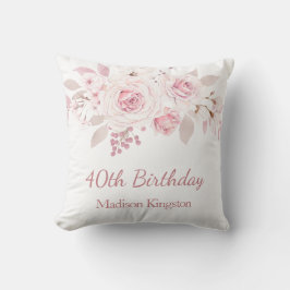 Sämre Rosa Blommigt 40:e födelsedag Party Gift Kudde
