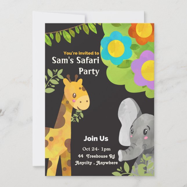 Sam's Safari Expedition Birthday-inbjudningskort (Framsida)