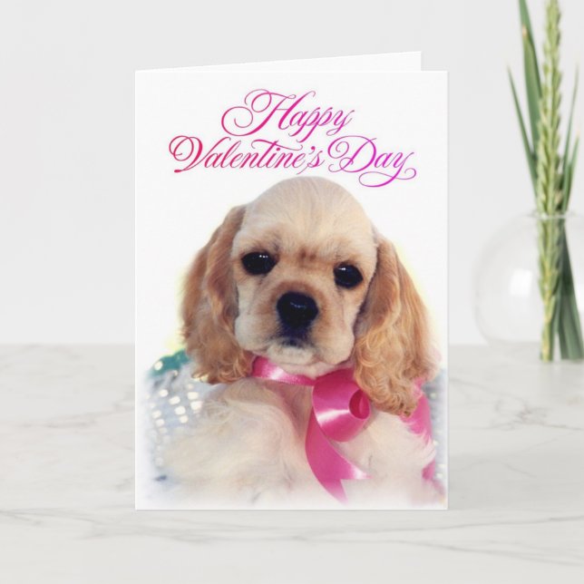 Sämskskinns- cockerspanielvalp helgkort (Framsida)