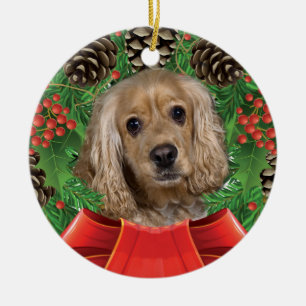 Sämskskinns- prydnad för cockerspanielSpanieljul Julgransprydnad Keramik