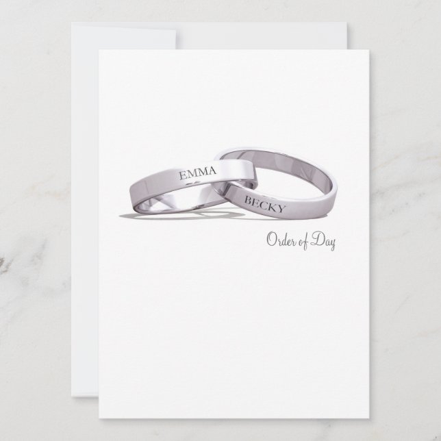 Samslingade ringar Silver - Bröllopsdag/Ceremoni Inbjudningar (Framsida)