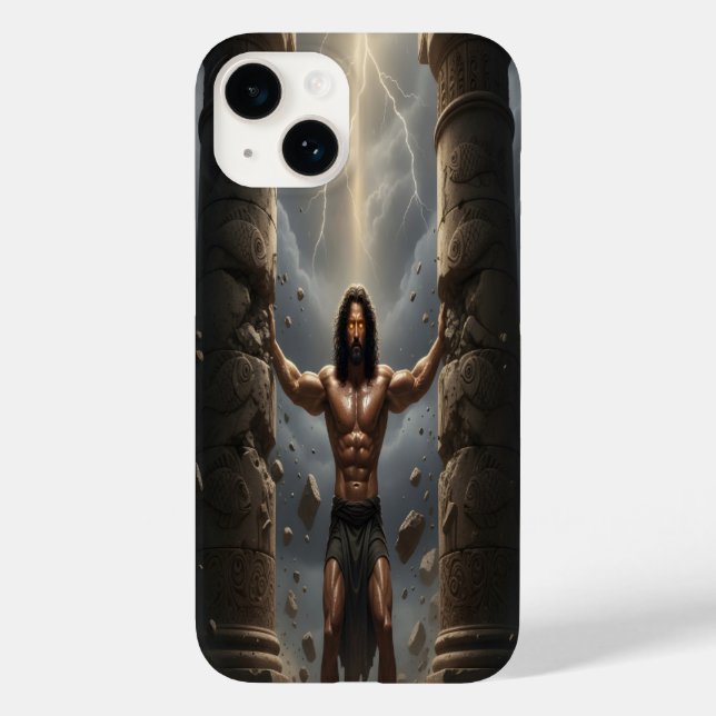 Samson Breaking the Philistine Pillars iPhone Case (Baksida)