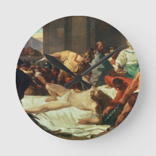 Samson förrådde vid Delilah (olja på kanfas) Rund Klocka