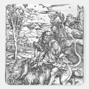 Samson lejon, 1496-98 fyrkantigt klistermärke