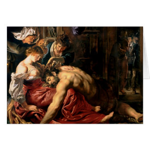 Samson och Delilah, c.1609 Hälsningskort