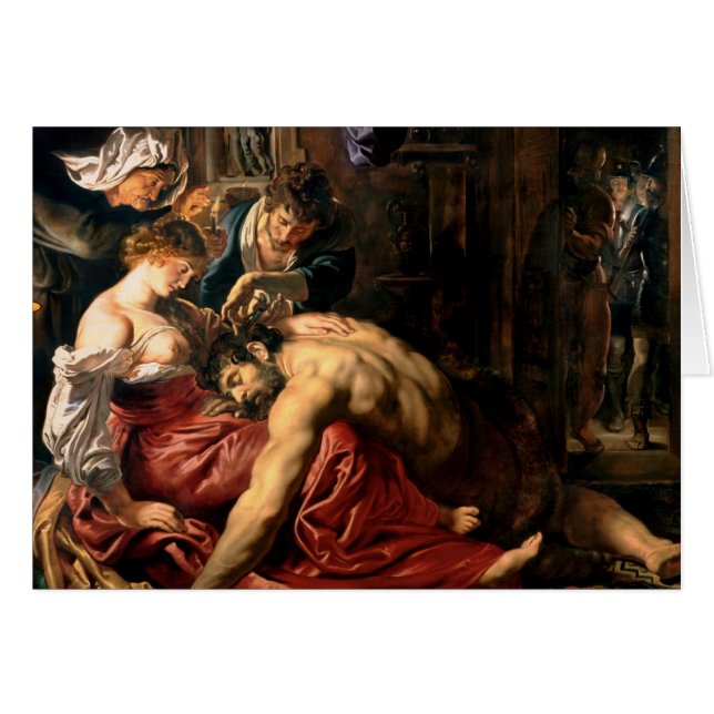 Samson och Delilah, c.1609 Hälsningskort (Framsidan Horizontal)