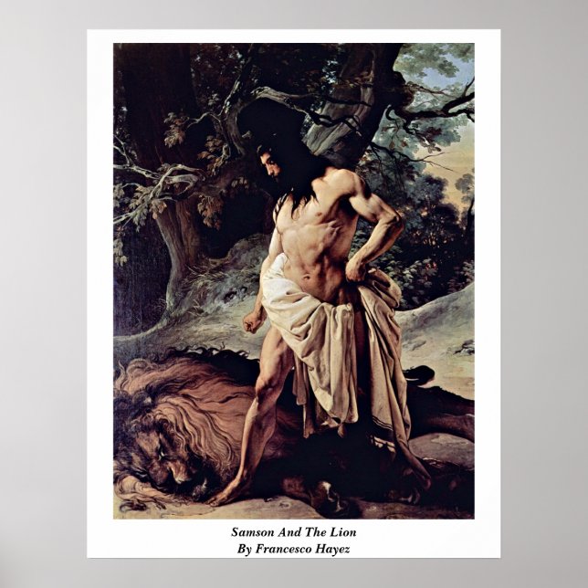 Samson och Lejona av Francesco Hayez Poster (Framsidan)