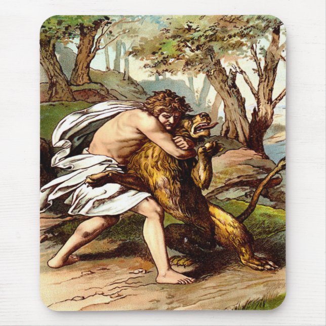 samson som dödar en liten lejon mousepad musmatta (Framsidan)