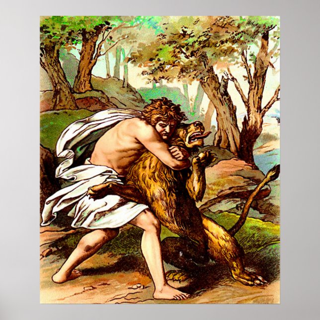 Samson som dödar en liten lejon poster (Framsidan)