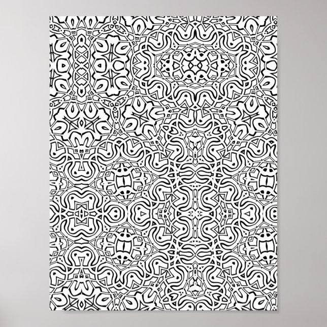 Samspegling av sammanflätad rullning Färgläggnings Poster (Framsidan)