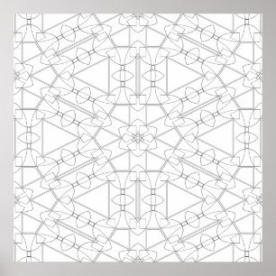 Samspelande geometriskt kakel Mönster Färgning Kon Poster