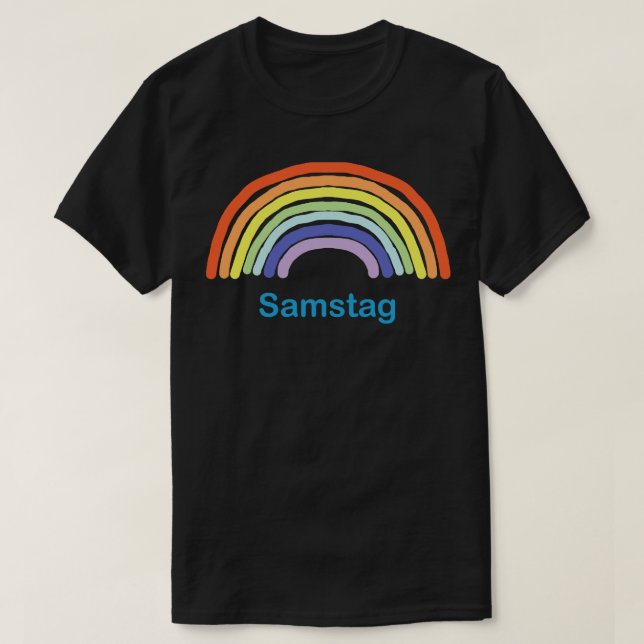 Samstag lördagerregnbåge t shirt (Design framsida)