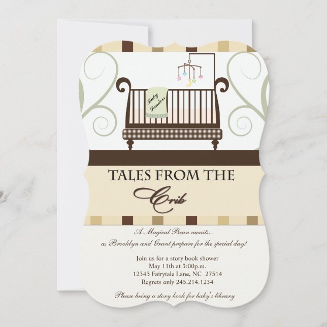 Samtal från Crib Storybook Shower-inbjudan Inbjudningar (Framsida)