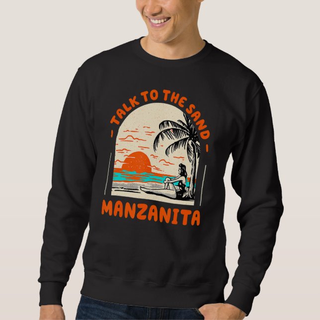 Samtal med Sand Manzanita Beach Oregon Ocean Summ Lång Ärmad Tröja (Framsida)