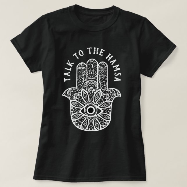 Samtal till den Hamsa Yogaskjortan T Shirt (Design framsida)