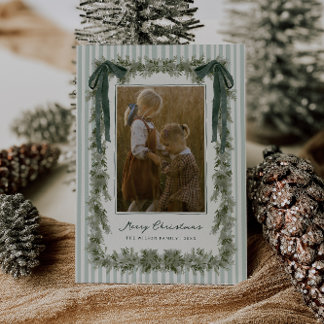 Samtbåge och ränder jul fotokort grön julkort