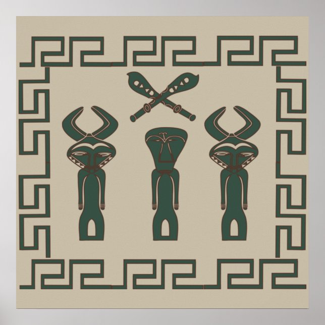 Samtida abstrakt afrikansk tribal ansiktskonst poster (Framsidan)