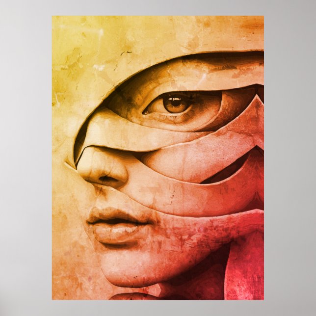 Samtida abstrakt kvinnlig porträtt poster (Framsidan)