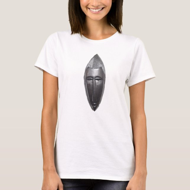 Samtida abstrakt svart afrikanskt ansiktskonst t shirt (Framsida)