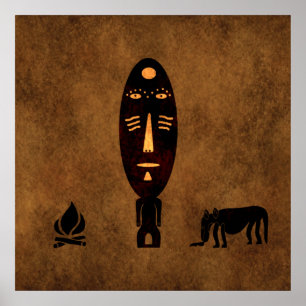 Samtida abstrakt vintage afrikansk stamkonst poster